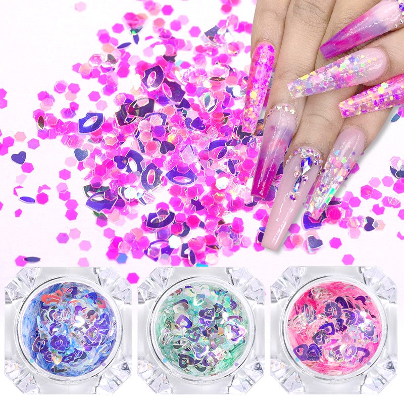 1 Box Nail Chips Sequins Paillette Crystal Nail Glitter Shining Pigment Dust Powder Nail Decoration Manicure Holographic Power