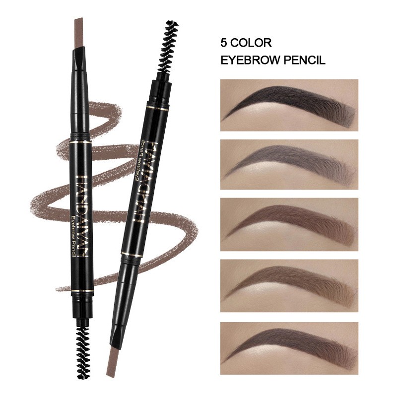 HANDAIYAN Double Ended Waterproof Eyebrow Pencil Long Lasting 5 Colors No Blooming Rotatable Paint Tattoo Eyebrow Pen TSLM1