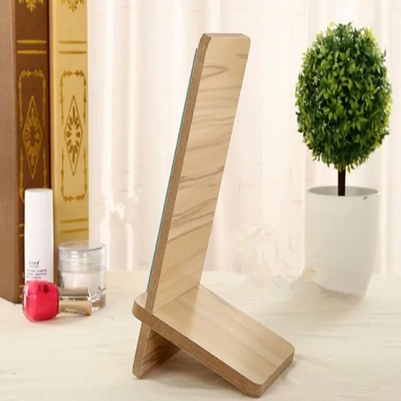 HD one-sided desktop makeup mirror wooden square simple dressing portable mirror