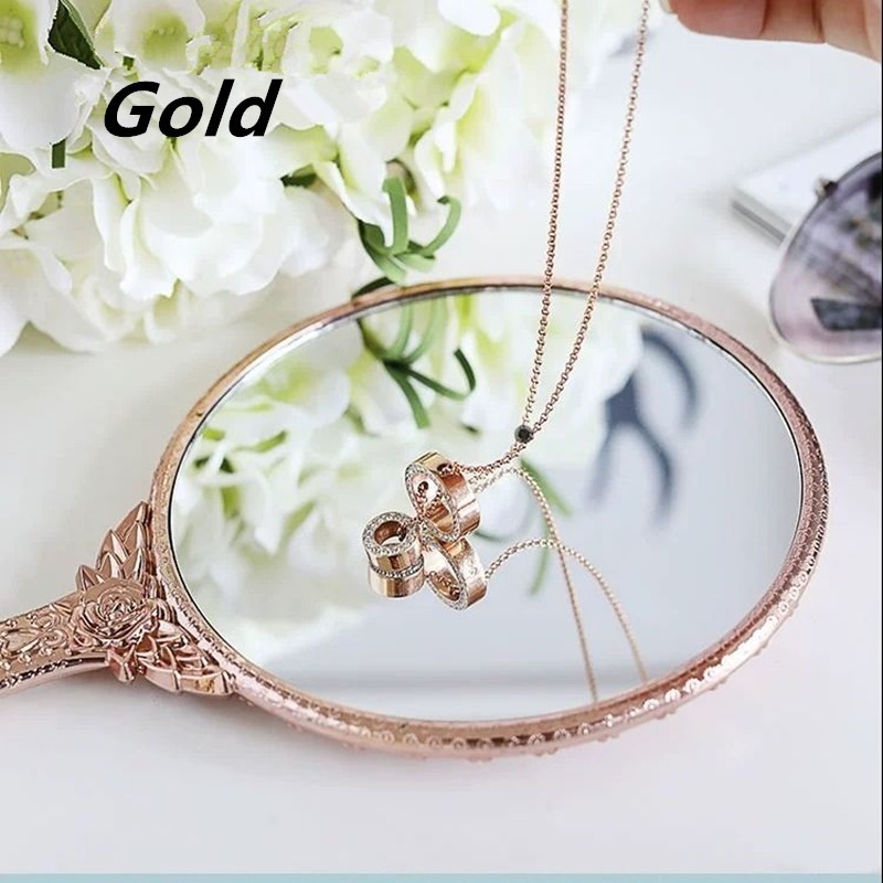 Princess mirror simple European beauty makeup portable handle mirror