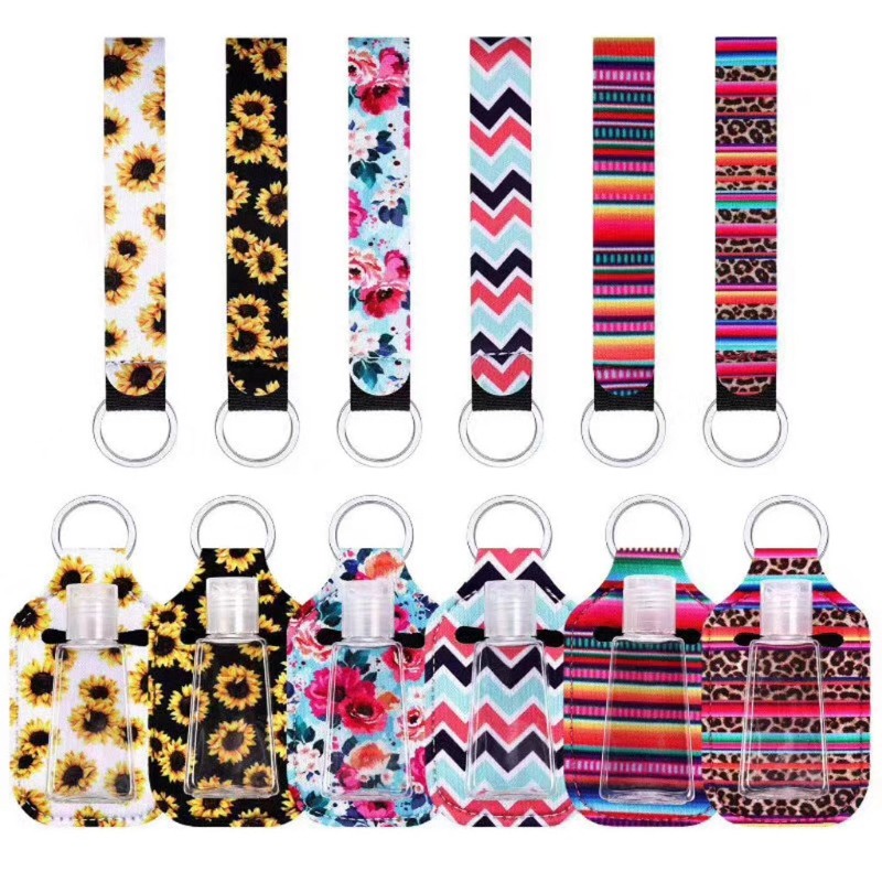 Portable 1oz Refillable Empty Travel Bottles With Keychain Holder Wristlet Set Keychain Bottle Container With Flip Caps