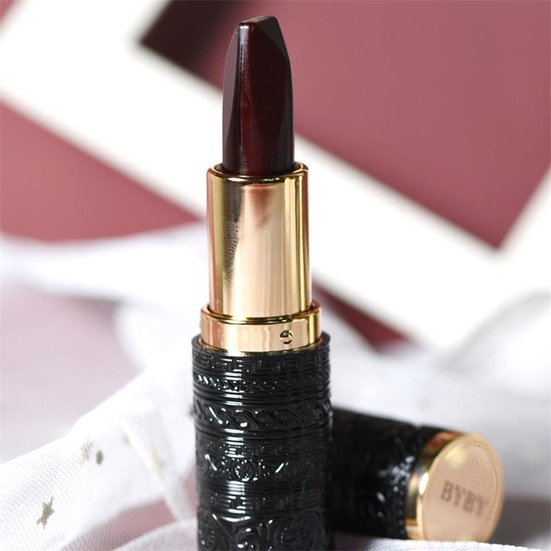 1pc Three Colors Black Lipstick Tube Rose Diamond Matte Velvet Lipstick Long Lasting Waterproof Full Color Sexy Lips Makeup