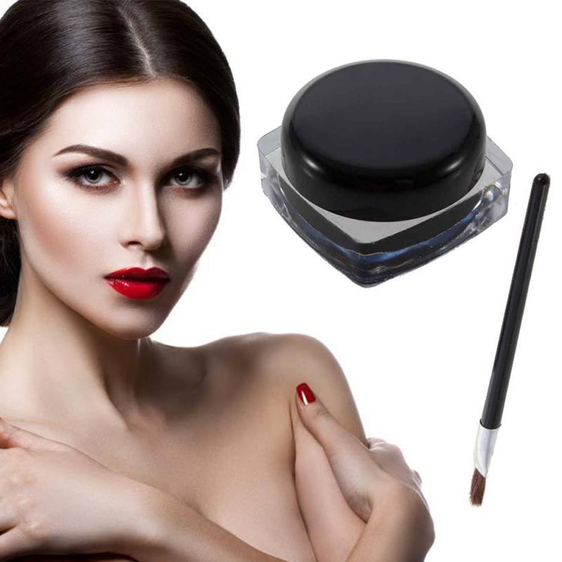 Black Waterproof Eyeliner Cream Long Lasting Gel Eyeliner Professional Eyeliner Shadow Gel Makeup With Brush Eye Cosmetics TSLM1