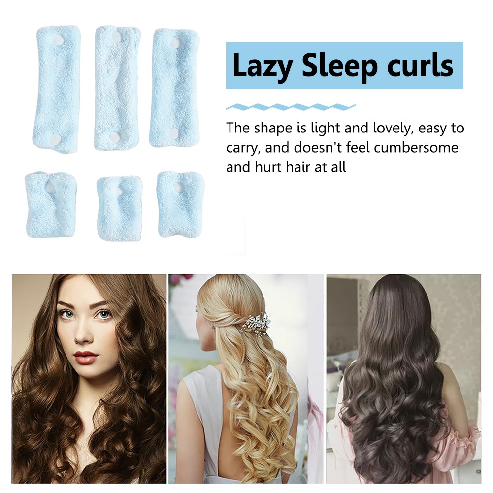 6pcs DIY Hair Rollers Soft Flexible Silk Roller Set Without Heat For Sleeping Lazy Tape Wavy Curly Salon Hair Care Styling Tools