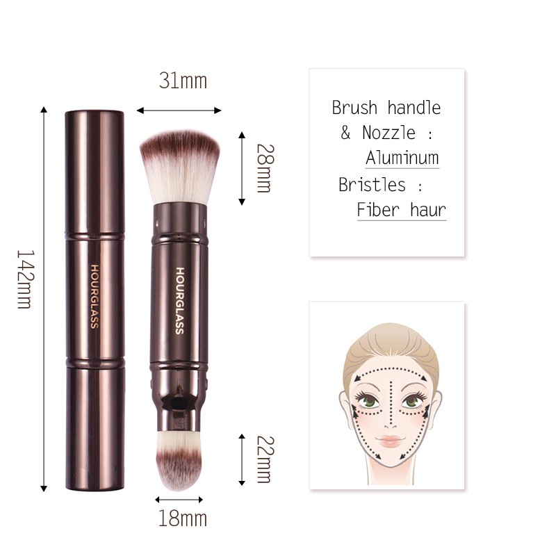 Hourglass Makeup Brushes Retractable Double-ended Dense Powder Face Liquid BB Cream Skin Portable Makeup Brush Tools