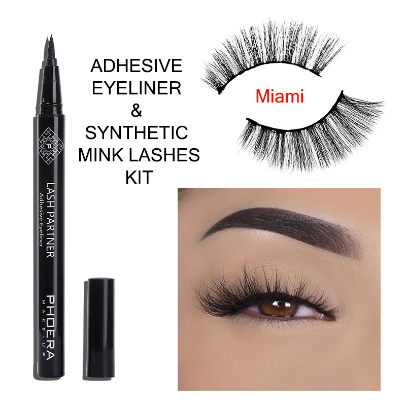 9D False Eyelashes Set Imitation Mink Hair Self Adhesive Eyeliner Pen Waterproof Reusable Makeup Cosmetic Tools TSLM1