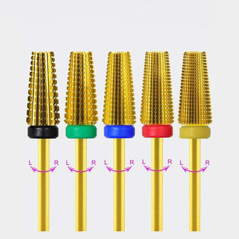 New 5 in 1 Tapered Carbide Nail Drill Bits Two-Way Carbide Drill Bits Accessories Milling Cutter for Manicure Left and Right Hand