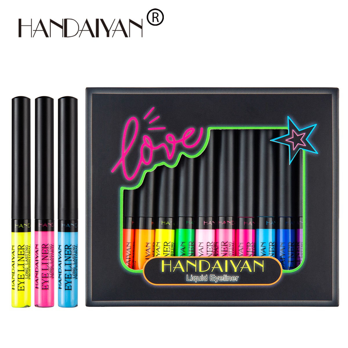 Hot Sale 12 Colors Fluorescent Eyeliner Kit Waterproof Eyeliner Kit Colorful Eyeliner Pencil Cosmetics Set