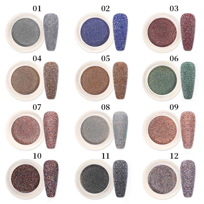 Born Pretty Reflective Glitter Powder Sea Salt Nail Powder Shining Nail Glitter Chrome Pigment Dust Hollow Powder Nail Decoration