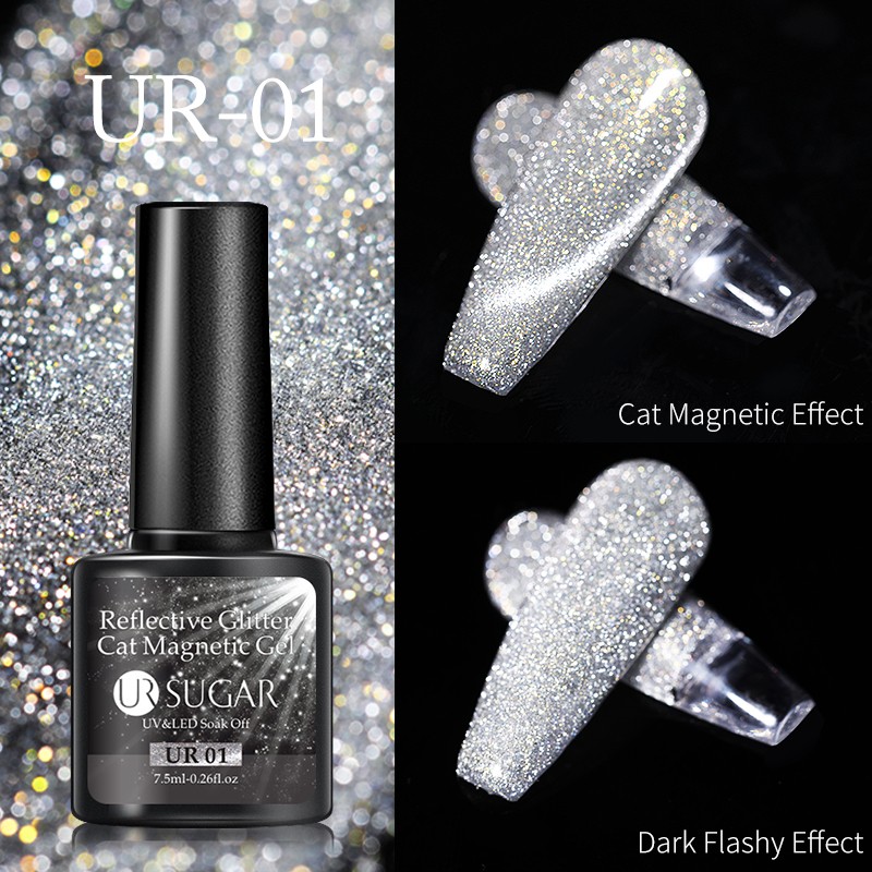 UR SUGAR 7.5ml Disco Reflective Cat Magnetic Gel Nail Polish Auroras Iridescent Glitter Sequins Soak Off Nails Art UV Varnish