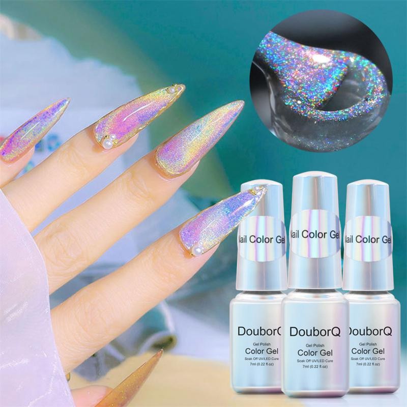 7ml rainbow holographic cat magnetic gel laser glitter magnetic gel varnish soak off uv gel nail gel