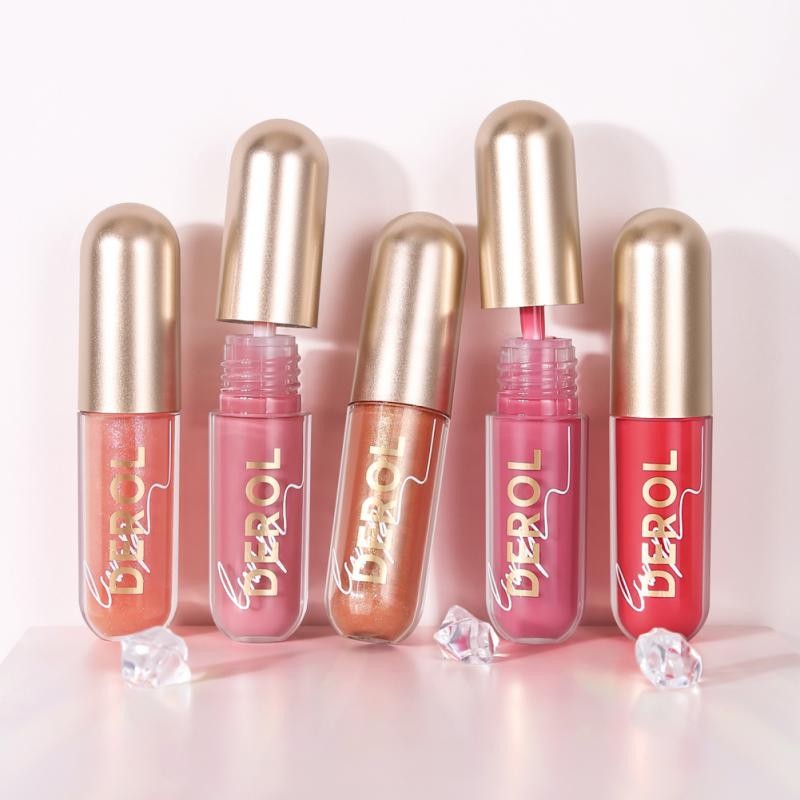 DEROL High Gloss Lipstick Mirror Water Glass Lip Gloss Moisturizing Blur Serum Sealant Oil Lip Gloss Sexy Women Makeup Cosmetics