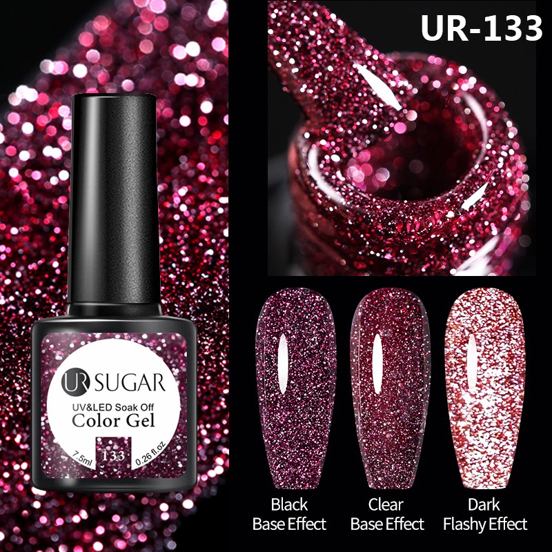 UR SUGAR 7.5ml Glitter Reflective Gel Nail Polish Manicure Nail Art Semi Permanent UV LED Nail Polish Lamp