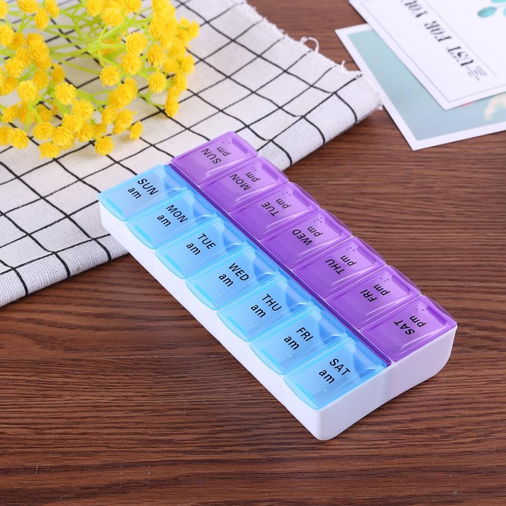 7/14 Grids 7 Days Weekly Candy Pill Case Medicine Tablet Dispenser Organizer Pill Box Splitter Pill Storage Case Organizer Container