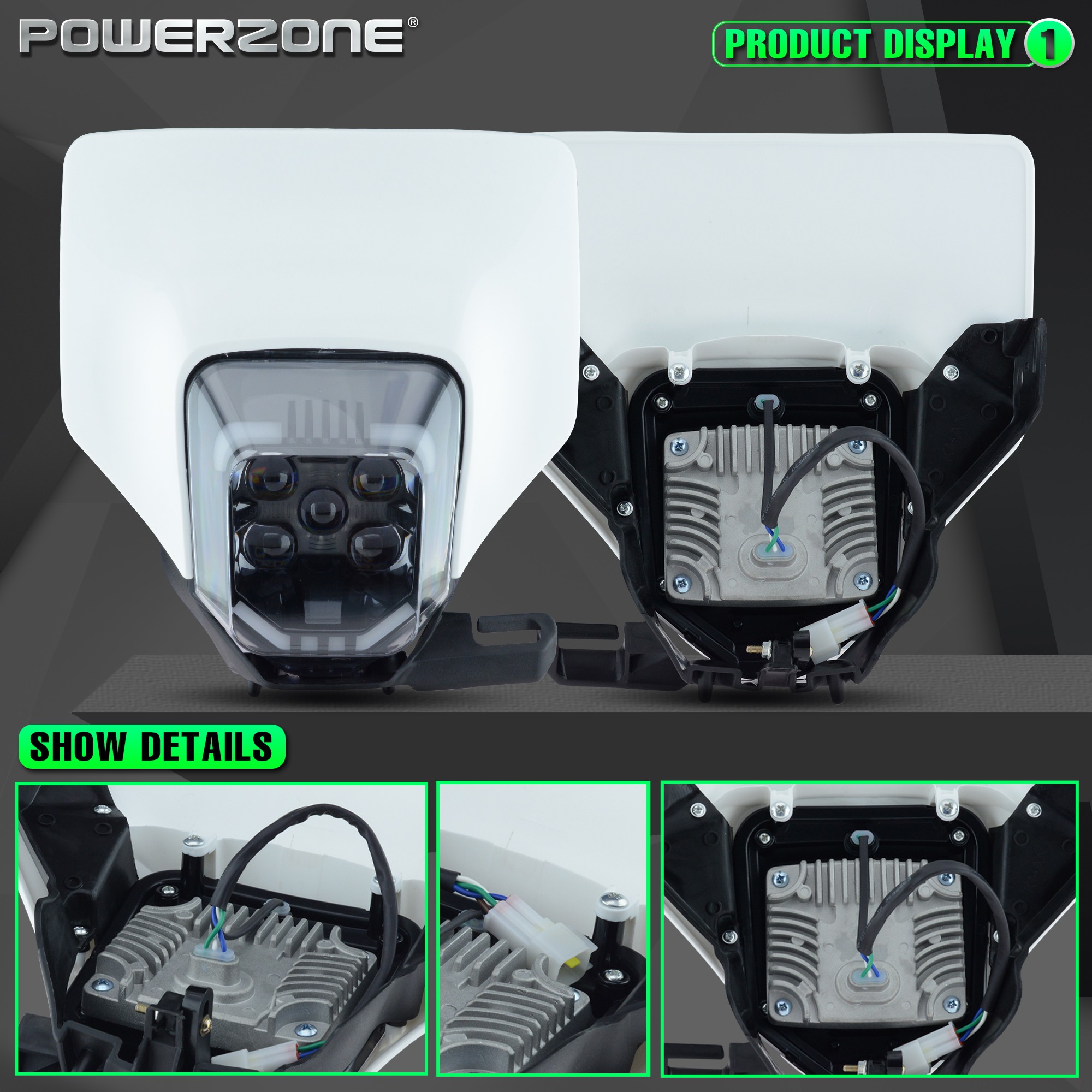 POWERZONE New Motorcycle 2021 Headlight Headlamp Head Lamp Light For Husqvarna FE250 FE350 FE450 2020 2021 2022 LED Headlight