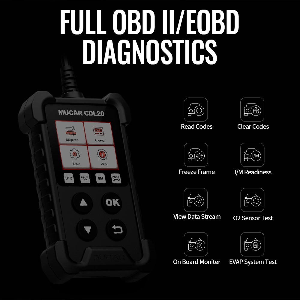 MUCAR CDL20 Professional Obd2 Diagnostic Tools Engine Analyzer Code Reader Automotive Automotive Scanner Tool for Engine System PK ELM 327