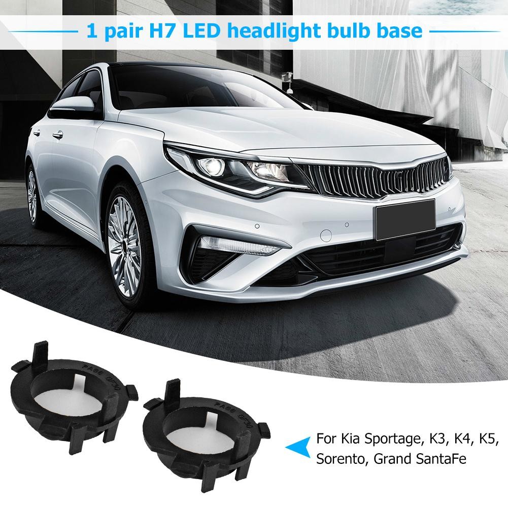 1 Pair H7 LED Headlight Bulb Adapters Base Retainer Holders For Hyundai Nissan Kia