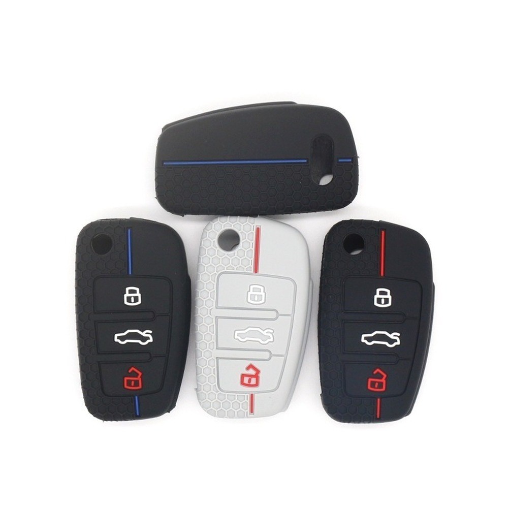 Silicone Flip Car Key Case Cover Remote Control Cover Protector For Audi A1 A3 A6 Q2 Q3 Q7 TT TTS R8 S3 S6 RS3 RS6 Accessories