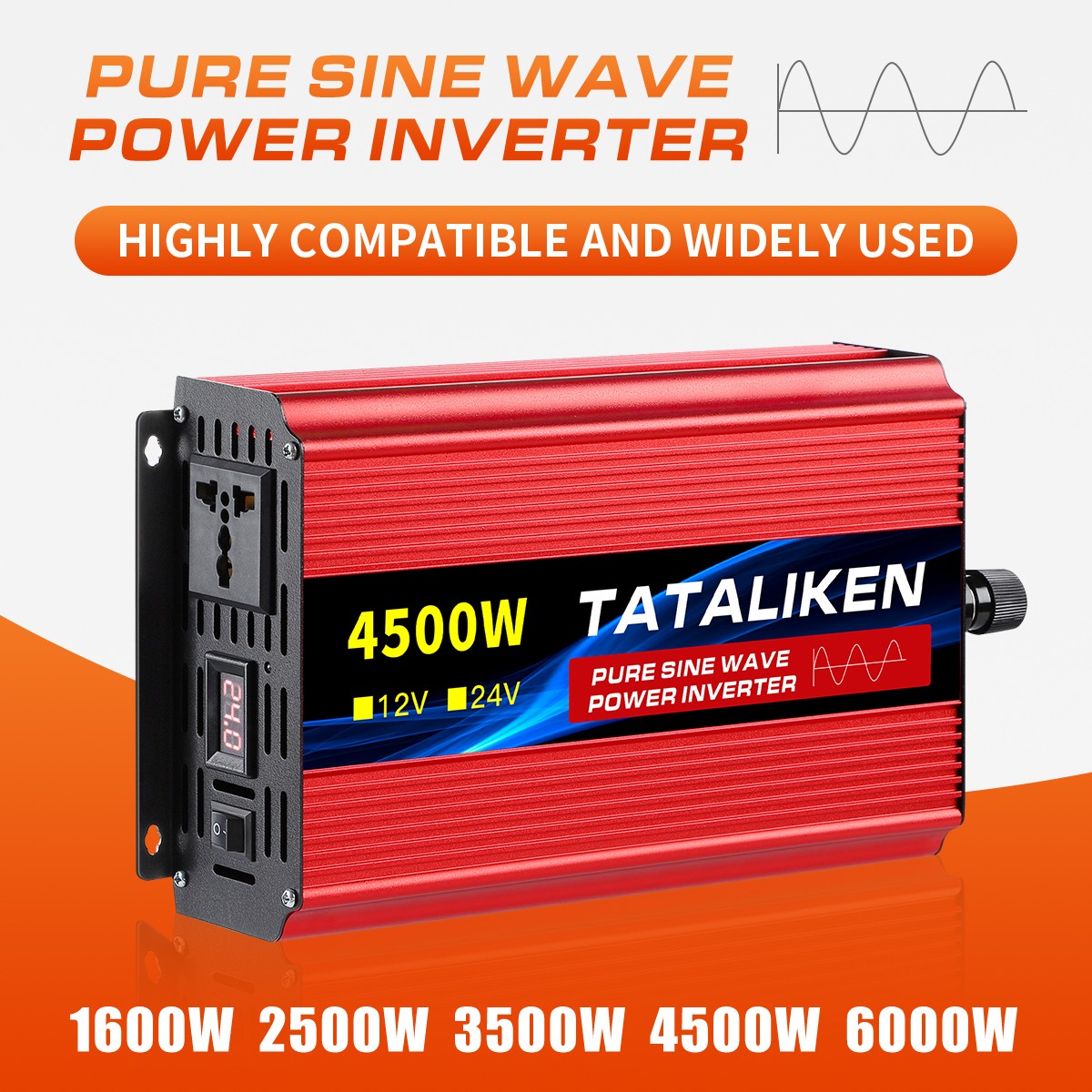 pure sine wave inverter 12v 24v to 220v 1600w 2500w 3500w 4000w dc to ac voltage converter 12 220 mini car power supply