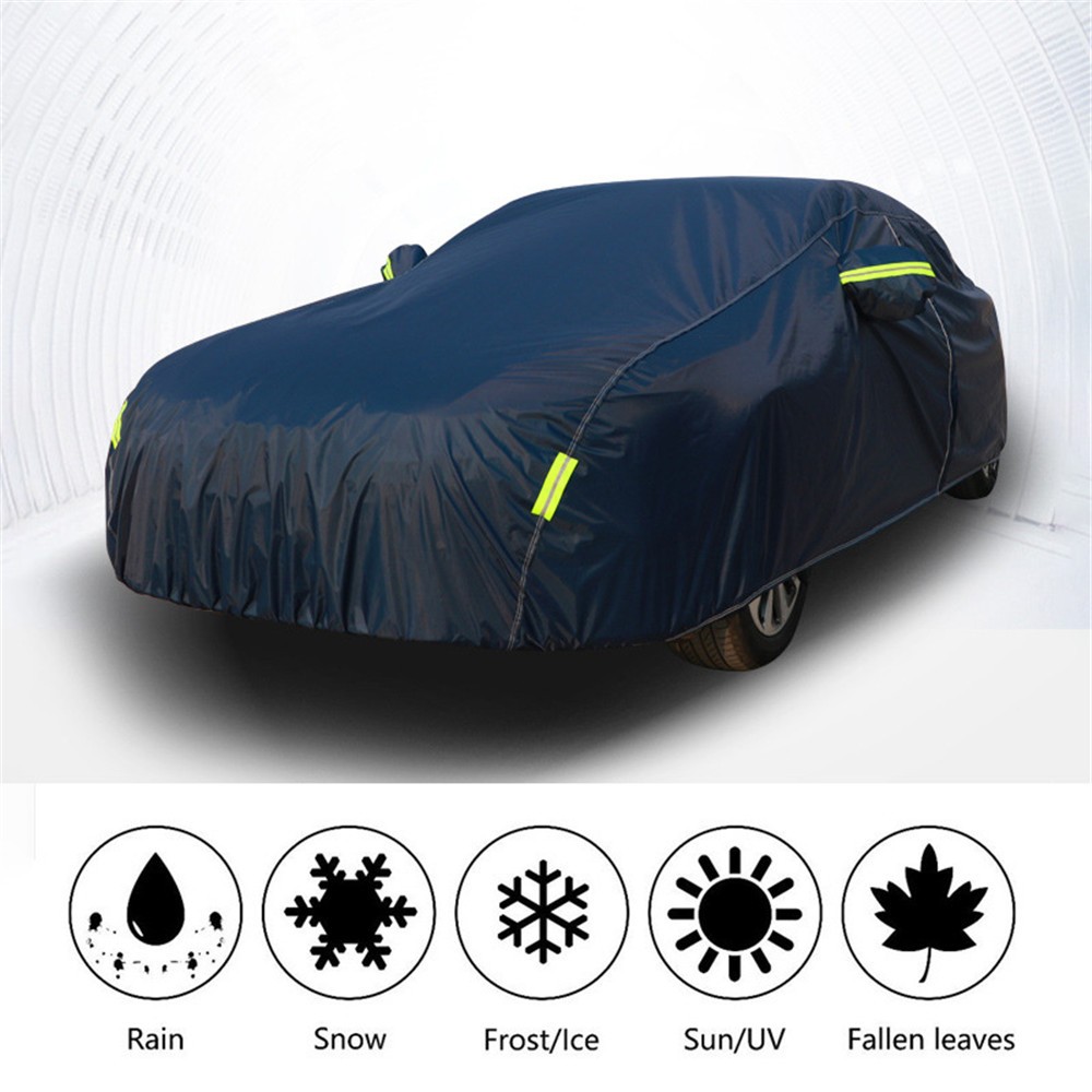 190T Universal Full Car Cover Blue Outdoor Snow Ice Dust Sun UV Shade Cover Auto Exterior Accessories Fit Suv Sedan Hatchback