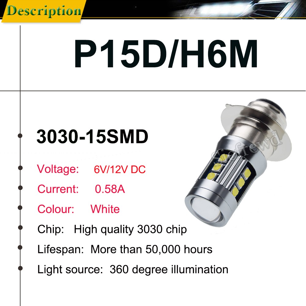 2 قطعة H6M P15D-25-1 PX15D T19 Led مصباح أضاءه أمامي شعاع مزدوج دراجة نارية كشافات سكوتر سرعة الدراجة النارية 6 فولت 12 فولت 1000Lm 6000K