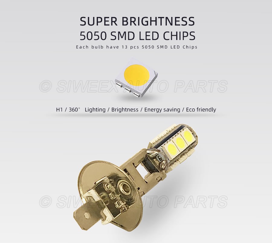 1 قطعة تعزيز كبير H1 عالية الطاقة 13 SMD 5050 لمبة LED الأبيض سيارة السيارات العلوي الضباب رئيس أضواء مصباح DC 12V