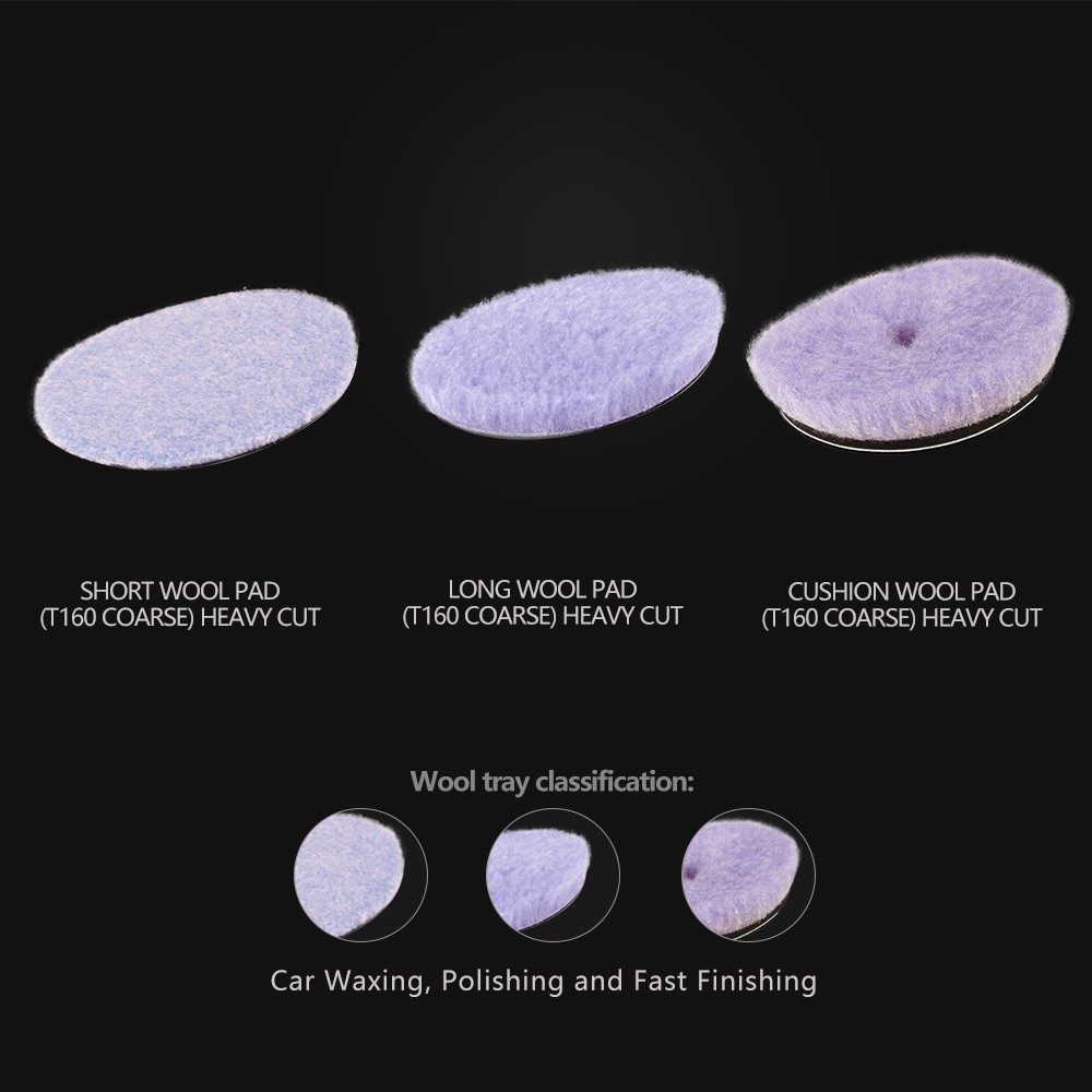 (Wholesale 2pcs and 5pcs) SPTA 3"/5"/6" Purple Lambs Wool Pad High Density Wool Polish Buffing Pad for Car Polishing