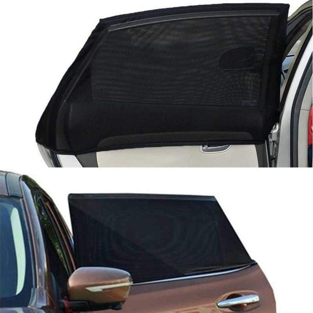 2 Pack Universal Car Side Window Sun Shades UV Shades Anti Mosquito Net Curtain for Sedan SUV MPV 125*60cm