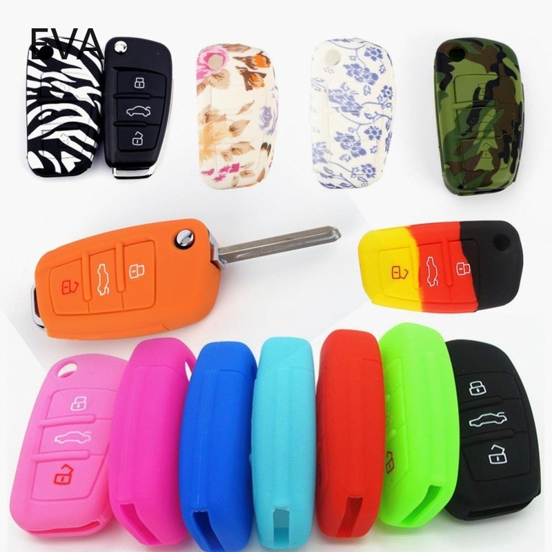 Car Key Case Cover Protector Flip Car Key Case Cover Fob Shell Silicone Skin Holder For Audi A3 Q2L Q3 S3 RS3 A4 A6 A6L A8 Q7