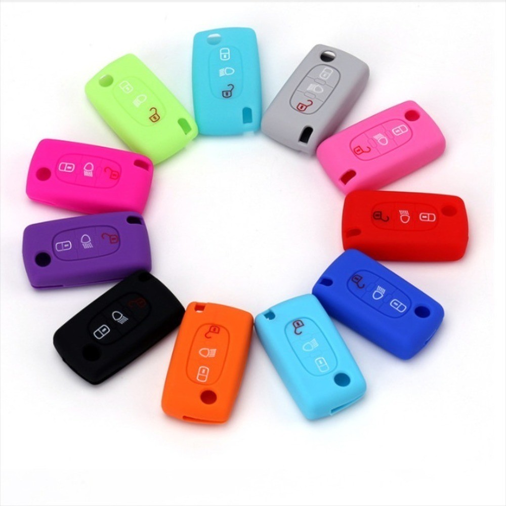 Silicone Car Console Key Cover Case Shell Skin Protection for Citroen C2 C4 C5 Picasso Xsara C5 C6 C8 Folding Keys Accessories