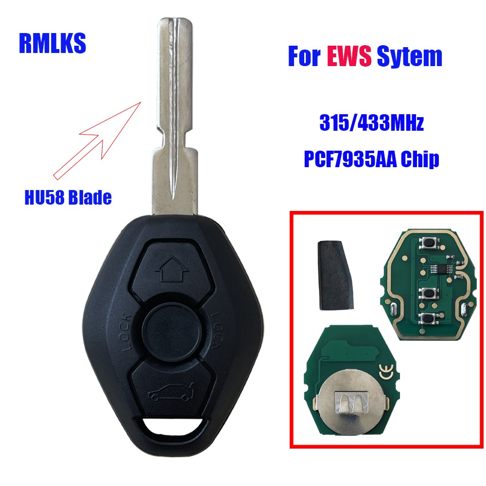 High Quality 3 Button Remote Key Fit For BMW E38 E39 E46 EWS System 433MHz 315MHz With PCF7935AA ID44 Chip Uncut Blade