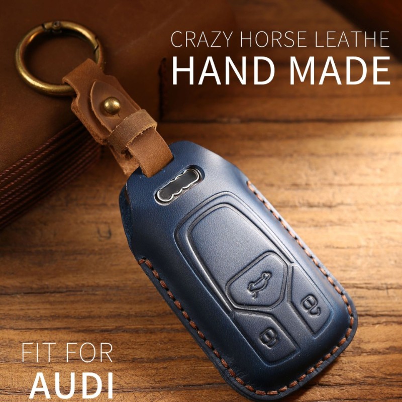 Luxury Leather Car Key Case Cover Fob Protector Key Chain Holder For Audi A4L Q5 A6L A3 A5 Auto Accessories Remote Keyring Bag