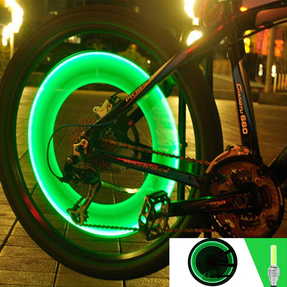 2pcs Atmosphere Welcome Light Hub Lamp Auto Car Wheel Light Moto Bike Light Tire Valve Decorative Valve Cap Flash Spoke Led Neon