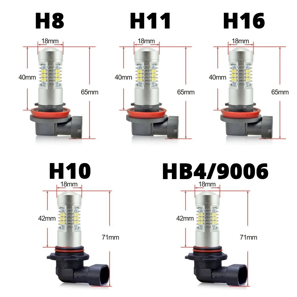 10pcs H8/H11/H16/HB4 9006/H10 9145 LED Fog Driving Light Bulb 2600LM 6000K White 21SMD 2835 VANSSI 4G21