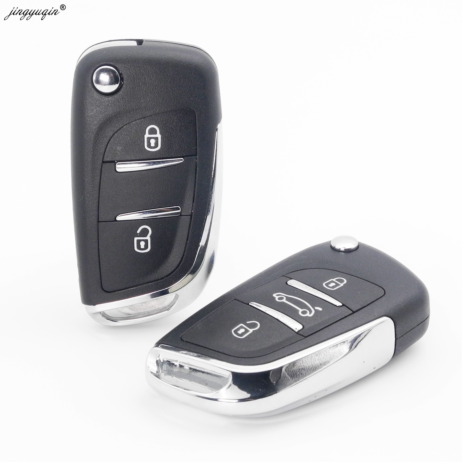 jingyuqin - Car Remote Key Case, Adjustable, For Peugeot 2/3, 307, 408, Citroen C2, C3, C4, C5, HU83/VA2, CE0536 Blade, 308 BTN