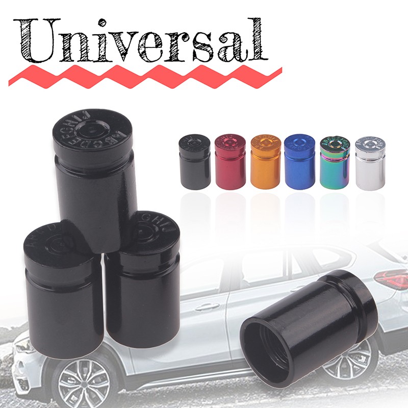 4psc Bullet Shell Universal Car Wheel Tire Valve Caps,Rim Tire Stem Covers,Aluminum Alloy Car Styling Parts Accessories