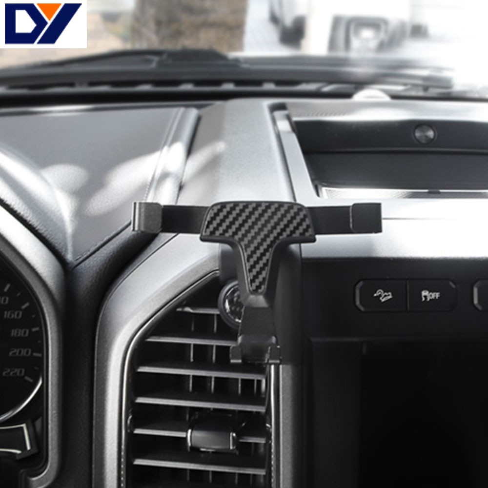 Carbon Grain Detail Car Gravity Air Vent Mobile Phone Holder Stand For Ford F150 Raptor 2015-2020 2019 18 17 16 Accessories