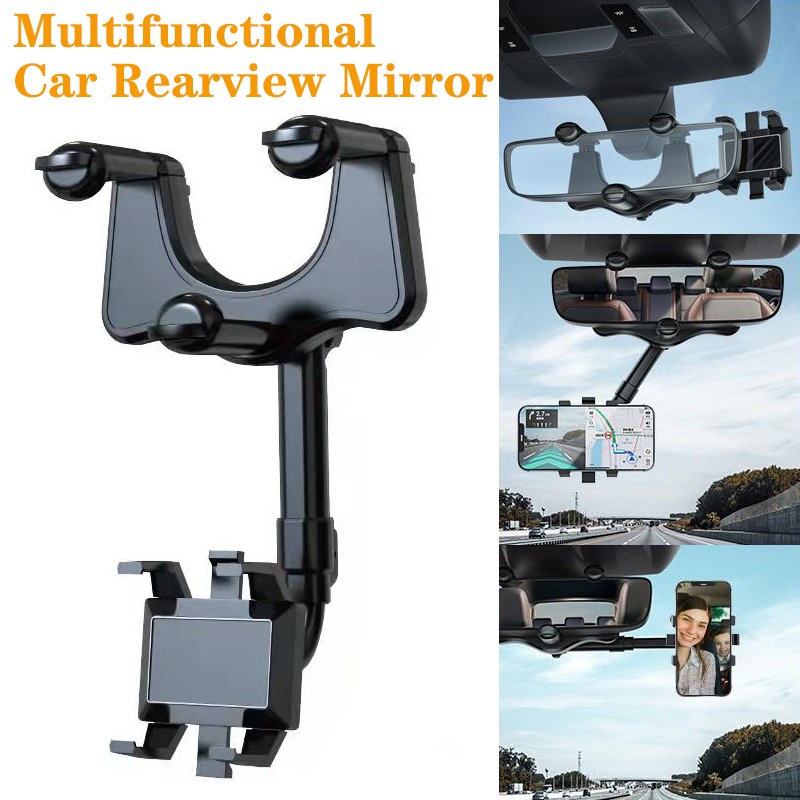 360 degree rearview mirror phone holder for phone car mount and holder GPS universal rotating adjustable telescopic car phone holder