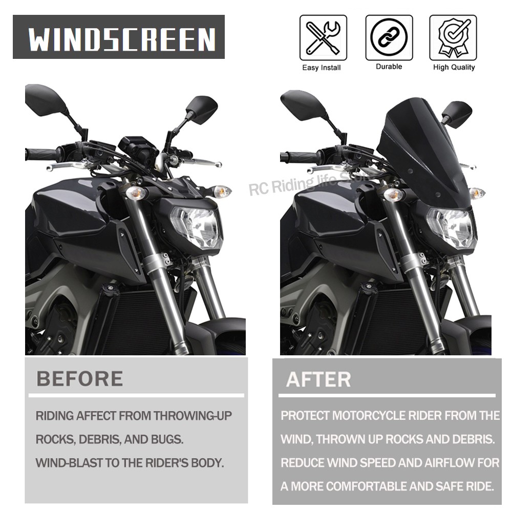 Motorcycle Windshield Gin-brise For Yamaha MT-09 FZ-09 2013 2014 2015 2016 MT FZ 09 Wind Screen Deflector Visor With Bracket