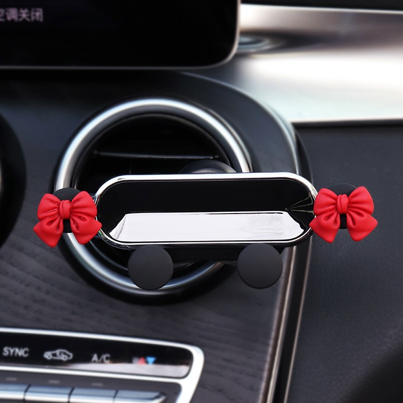 Cute Universal Car Phone Holder Air Conditioning Air Outlet Decoration Air Freshener Car Perfume Ladies Auto Interior Accessories