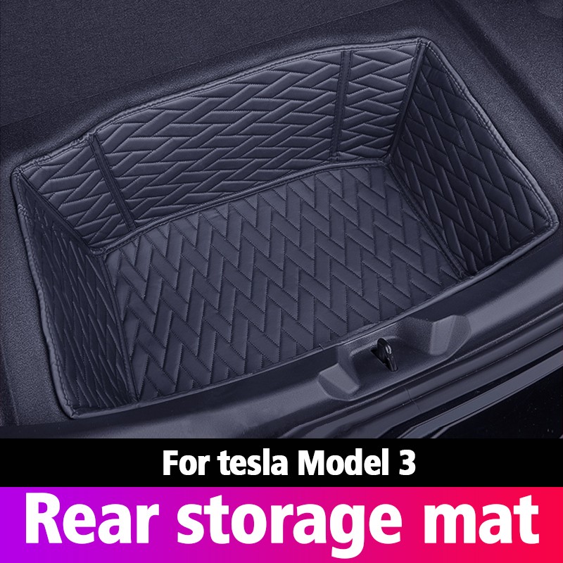 Car Trunk Organizer Booster For Tesla Model Y Model 3 2021-2022 Leather Mat Refit Interior Trim Accessories