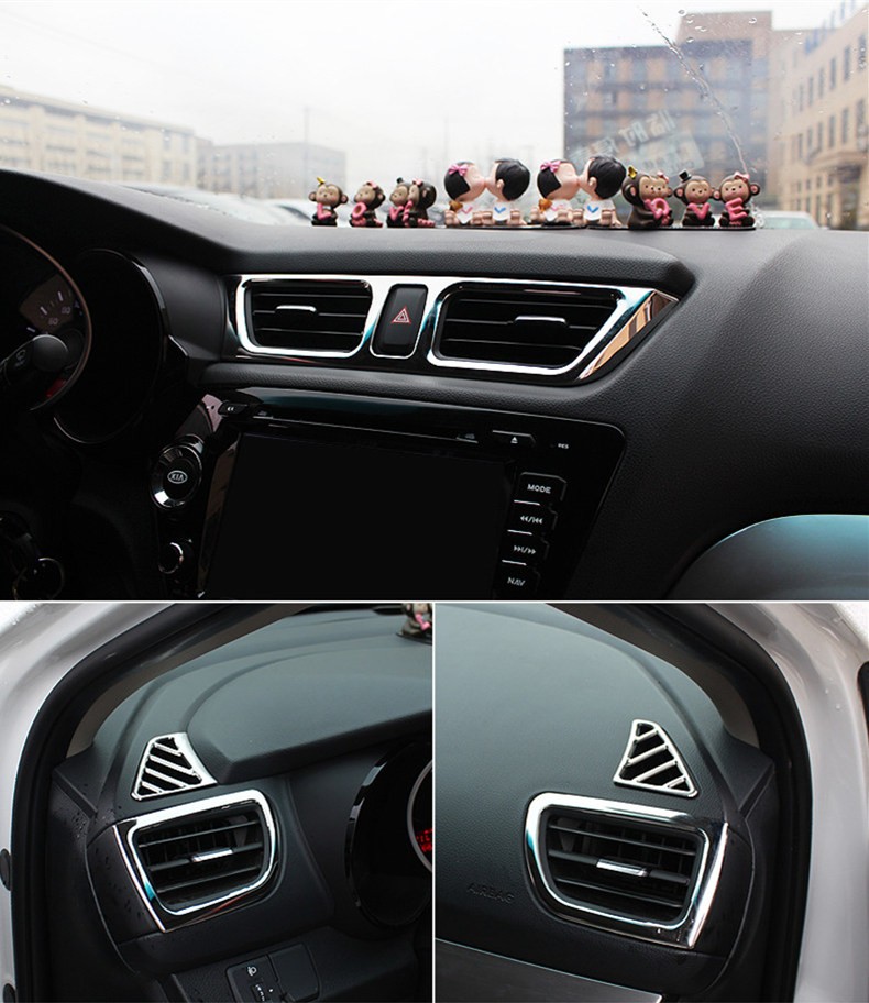 5pcs/set car styling, car air vent cover trim decoration frame fit for Kia Rio 3 K2 2011-2014 2015 2016car accessories