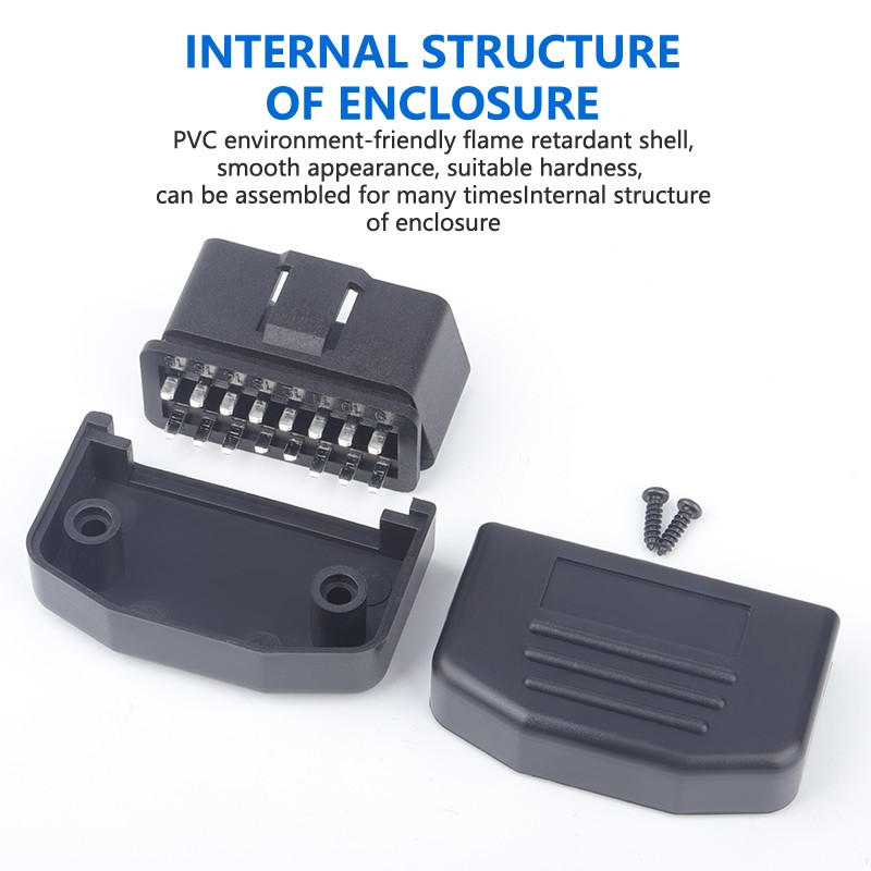 OBD II L Type 16 Pin Bus Connector Cable Socket Plug With Shell And Screw