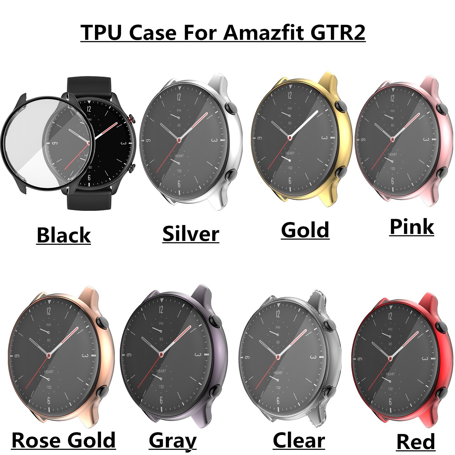 حافظة لهاتف Amazfit Gtr2 حافظة حماية كاملة من السيليكون الناعم حافظة لهاتف شاومي Huami Amazfit Gtr2 ملحقات ساعة