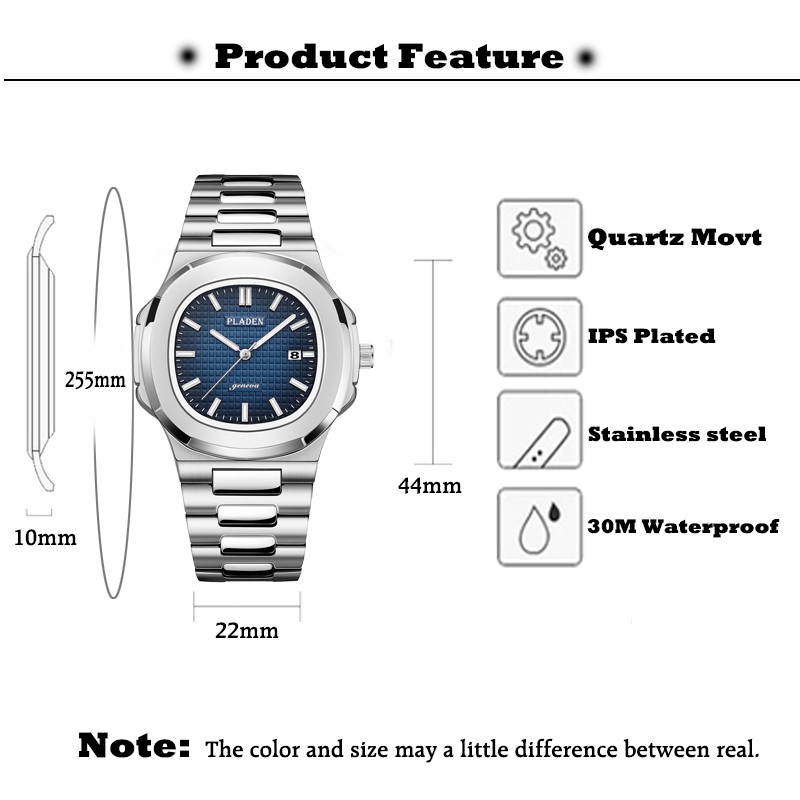 New Plain Men Watches Business Watch Full Steel Strap Fashion Design Military Sport Waterproof Watch Montre Homme