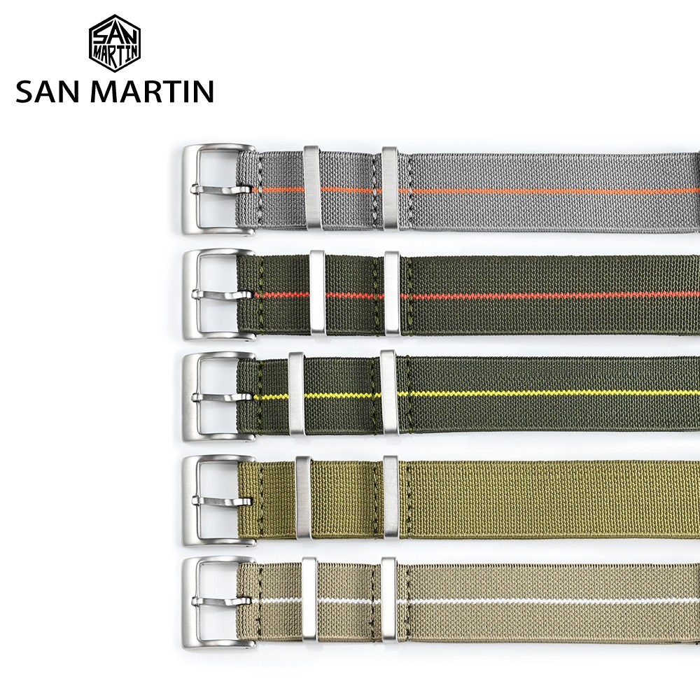 San Martin Watch Strap 20mm 22mm Pilot Military Watch Band Universal Type Sports Troops Parachute Bag Watchband Nylon Strap