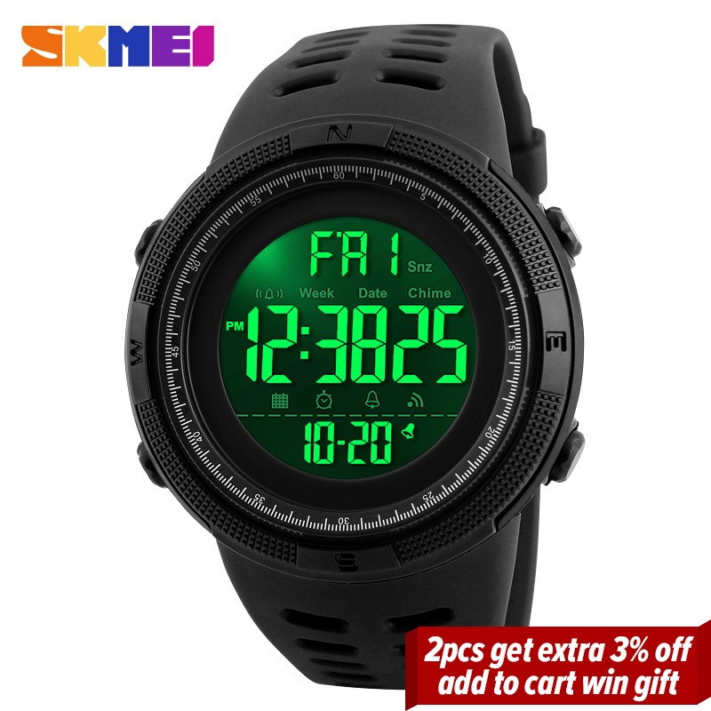 SKMEI Fashion Outdoor Sports Watch Men Multifunction Watches Alarm Clock Chrono 5Bar Waterproof Digital Watch reloj hombre 1251