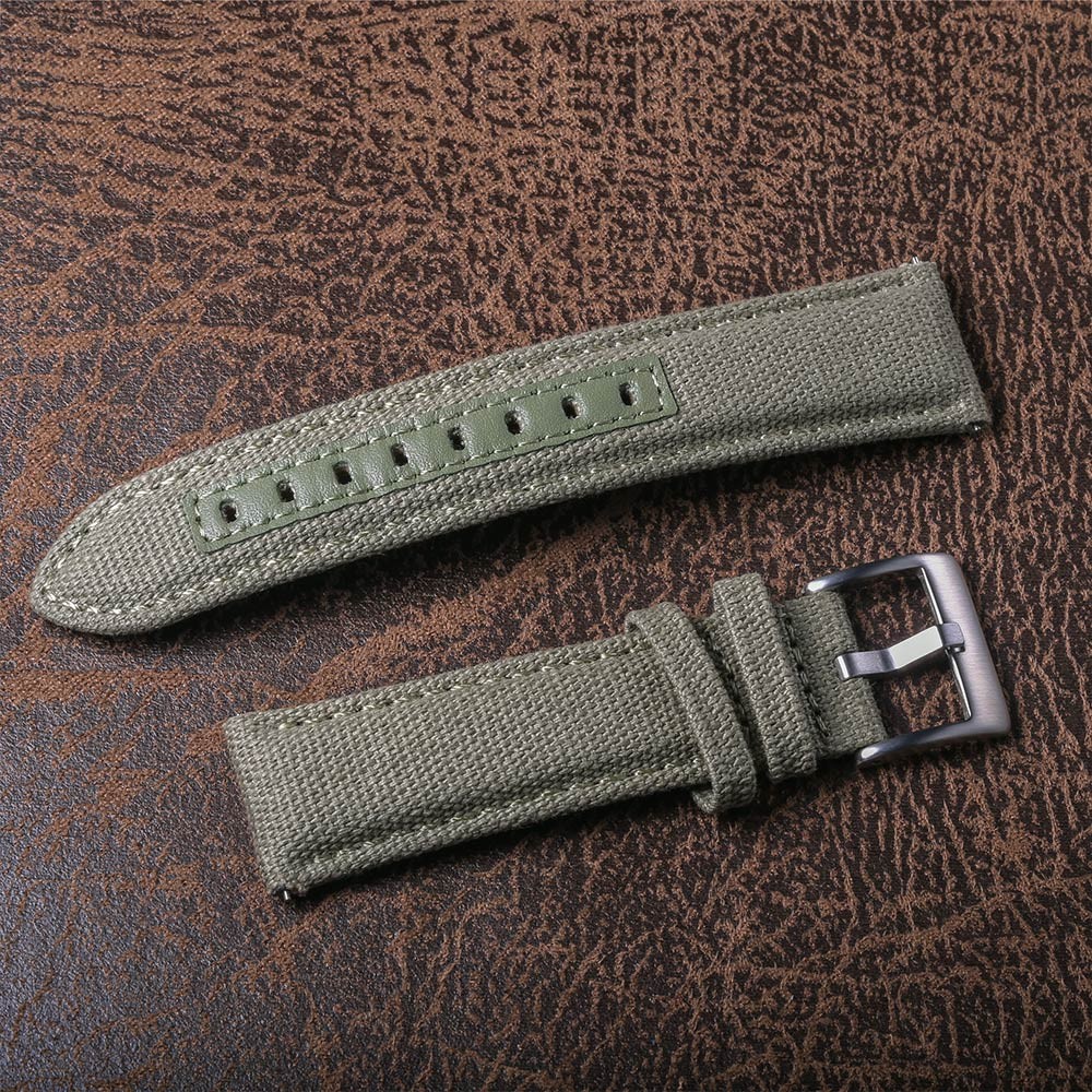 Hemsut - Canvas watch straps, nylon watch straps, green quality, quick release, steel buckle 18mm 20mm 22mm 24mm