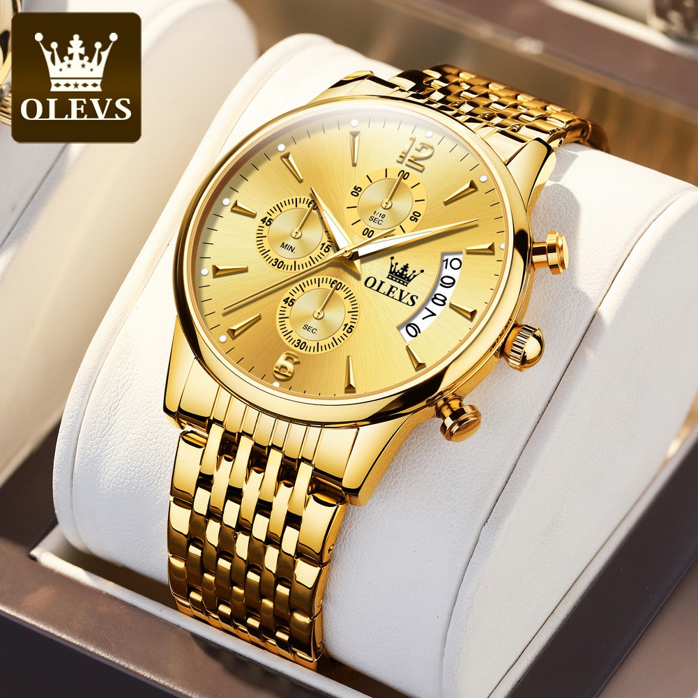 Olevs Men's Quartz Wrist Watch Calendar Display Waterproof Chronograph Men's Watches Male Luxury Bracelet Homm Gift for Man