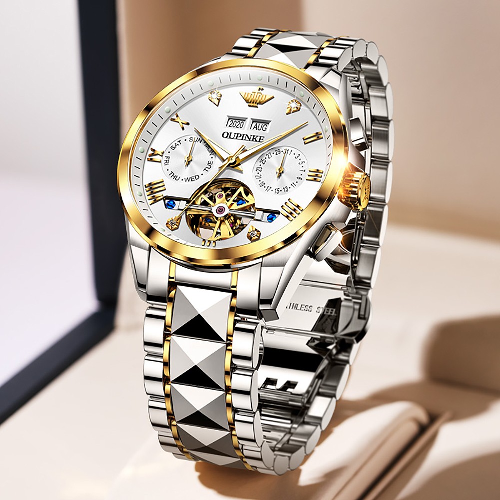 New luxury men automatic mechanical wristwatch tungsten steel watch top brand sapphire glass men watches reloj hombre